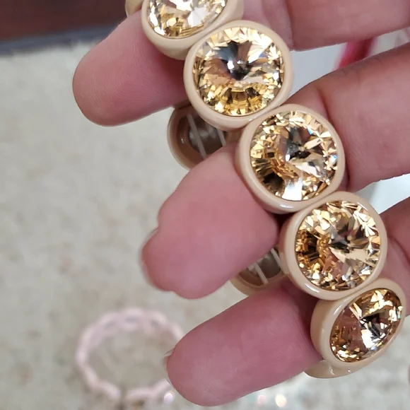 Roxanne Assoulin Gold and Cream Crystal Bracelet Stack - Picture 3 of 7